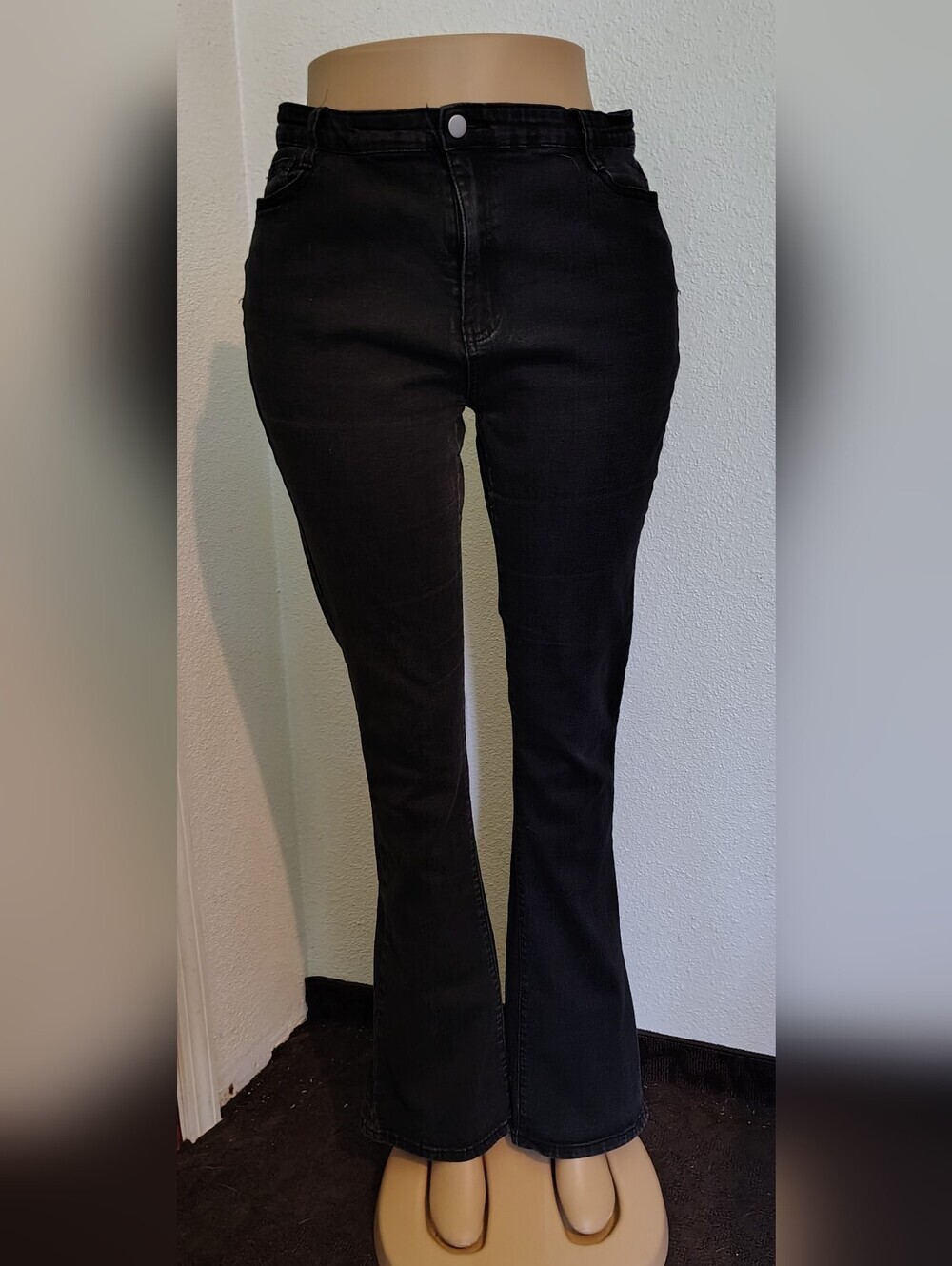 SHEIN Icon Curve Black Flared High-Rise Denim Jeans Women 14 / XXL
